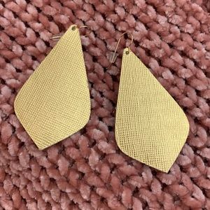 Gold leather earrings